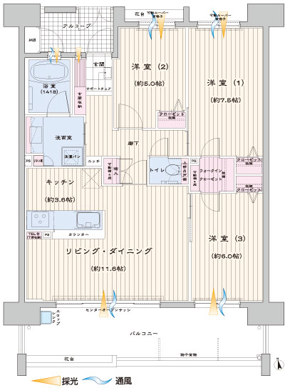 Floor: 3LDK, occupied area: 75.49 sq m, Price: 30.1 million yen