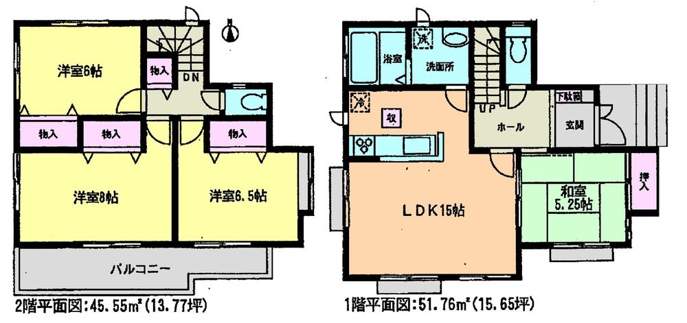 Floor plan. (1 Building), Price 38,300,000 yen, 4LDK, Land area 171.07 sq m , Building area 96.59 sq m