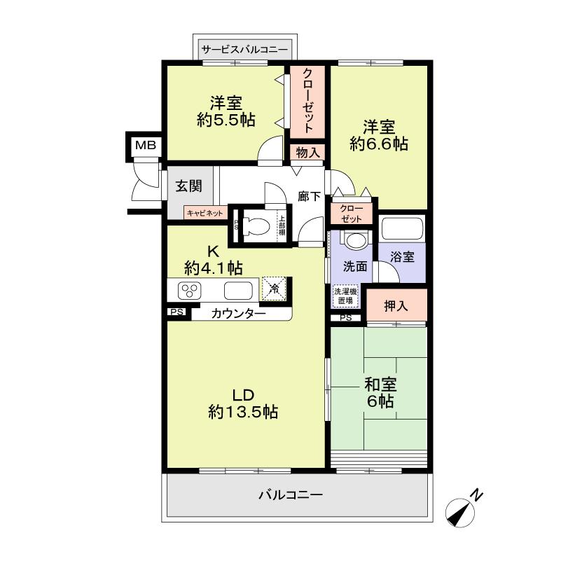 Floor plan. 3LDK, Price 20.8 million yen, Footprint 80.2 sq m , Balcony area 10.08 sq m