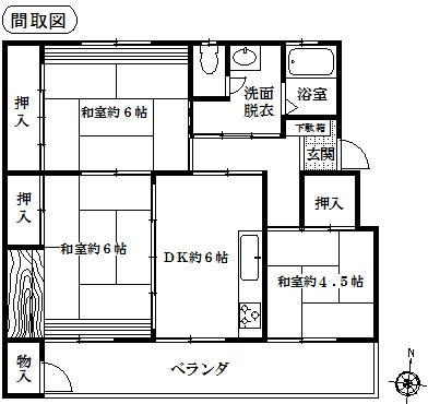 Floor plan. 3DK, Price 3.15 million yen, Occupied area 59.28 sq m , Balcony area 11 sq m