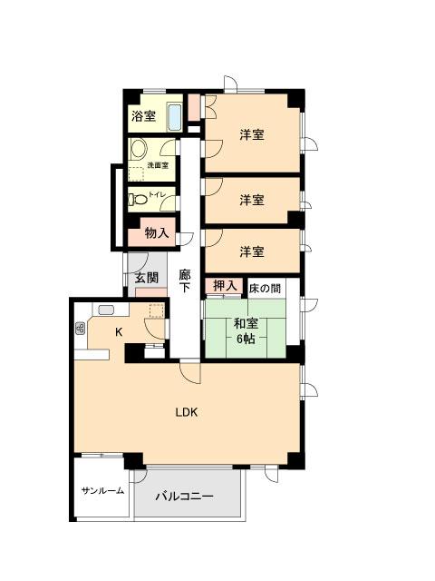 Floor plan. 4LDK, Price 9.8 million yen, Footprint 152.06 sq m , Balcony area 9.6 sq m