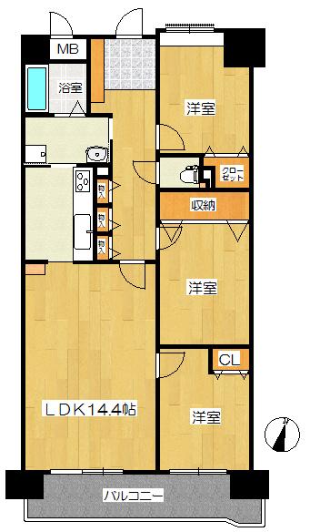 Floor plan. 3LDK, Price 19,800,000 yen, Occupied area 83.23 sq m floor plan