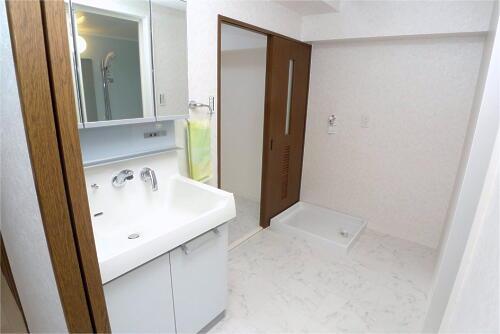 Wash basin, toilet. Basin space