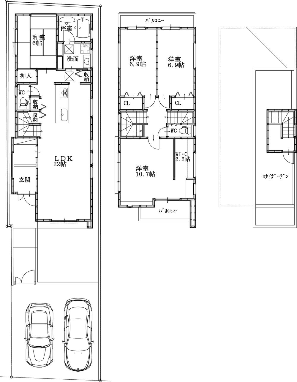 Floor plan. (East Building), Price 84,500,000 yen, 4LDK, Land area 152.55 sq m , Building area 124.63 sq m