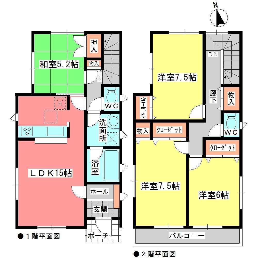 Floor plan. (1 Building), Price 34,900,000 yen, 4LDK, Land area 142.77 sq m , Building area 99.62 sq m