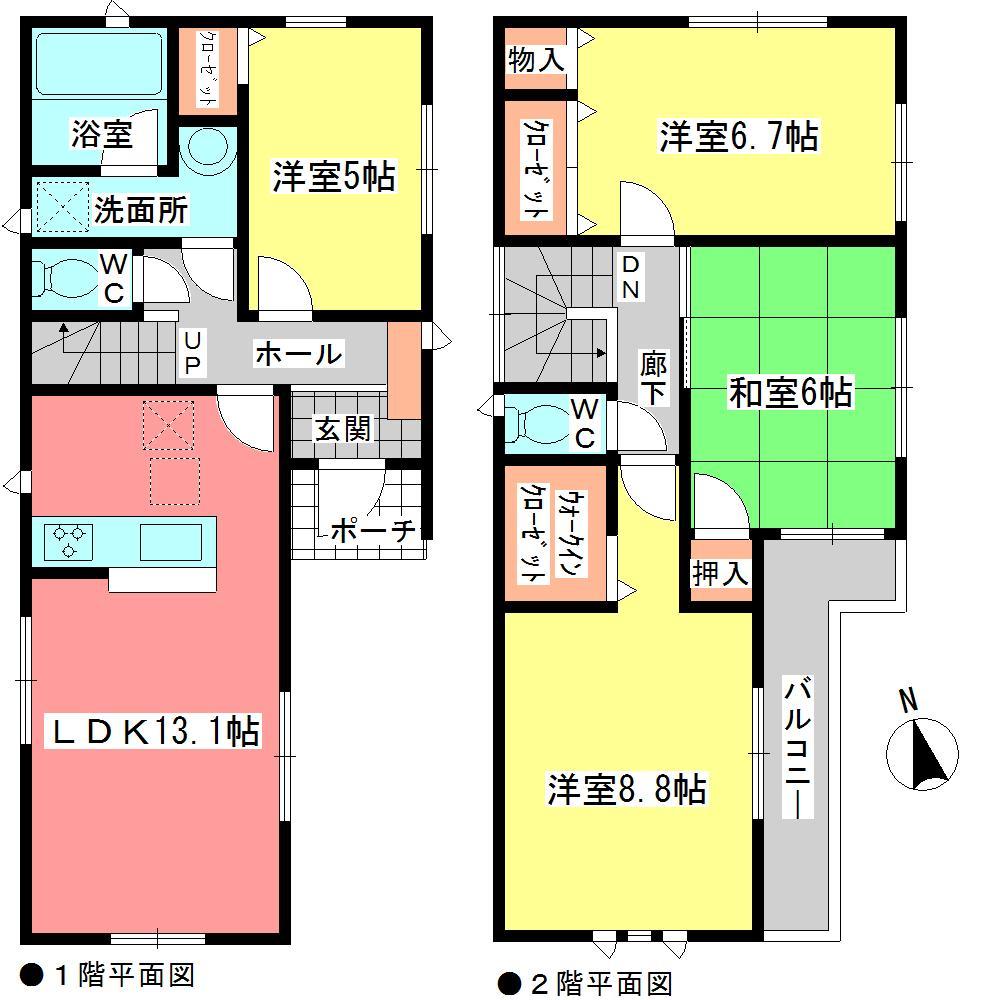 Floor plan. (Building 2), Price 34,900,000 yen, 4LDK, Land area 157.42 sq m , Building area 91.52 sq m