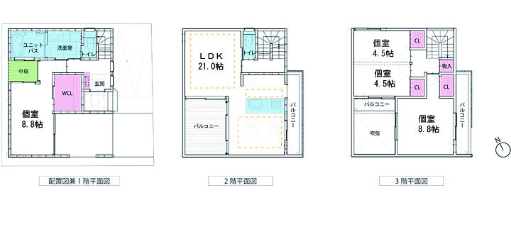 Floor plan. (B section), Price 58,800,000 yen, 4LDK, Land area 83.64 sq m , Building area 134.66 sq m
