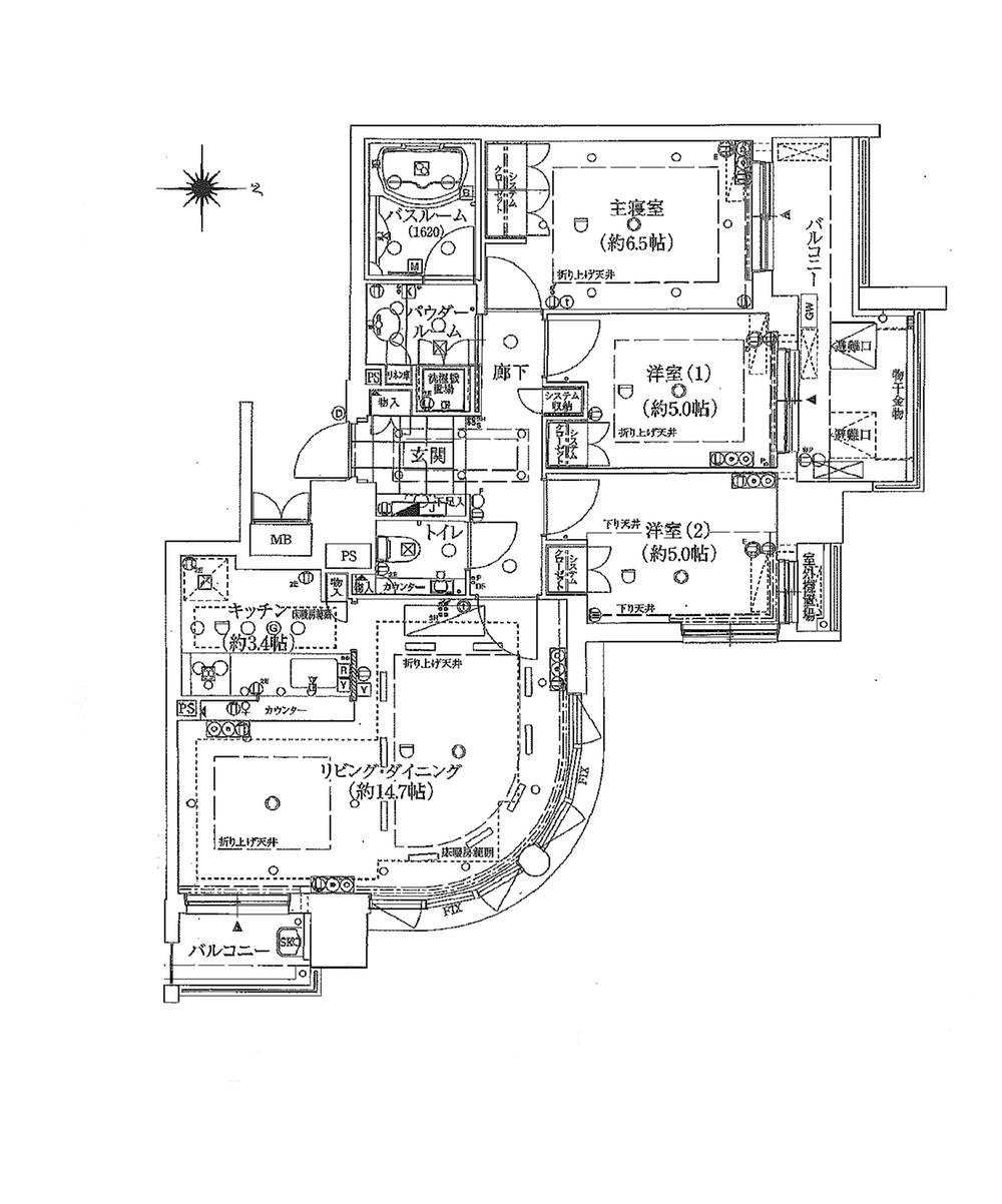 Floor plan. 3LDK, Price 43,800,000 yen, Occupied area 76.79 sq m , Balcony area 13.14 sq m