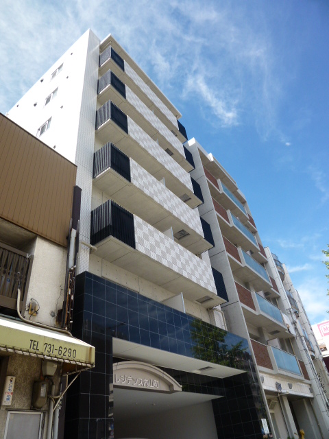 Building appearance. Stylish apartment tiled