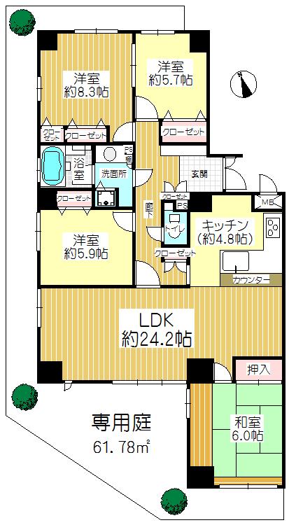 Floor plan. 4LDK, Price 29,800,000 yen, Footprint 116.02 sq m 4LDK