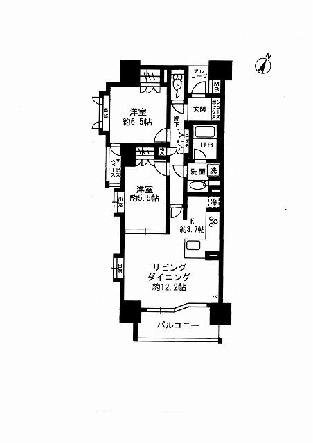 Floor plan. 2LDK, Price 32,800,000 yen, Occupied area 65.94 sq m , Balcony area 7.56 sq m 2LDK