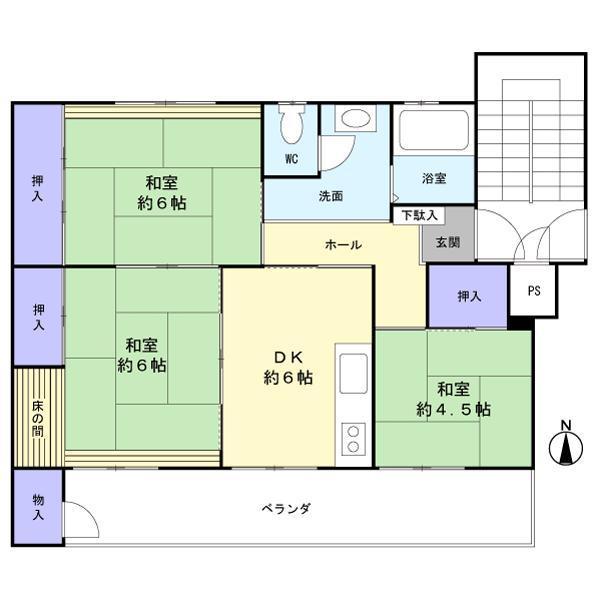 Floor plan. 3DK, Price 3.9 million yen, Occupied area 59.28 sq m