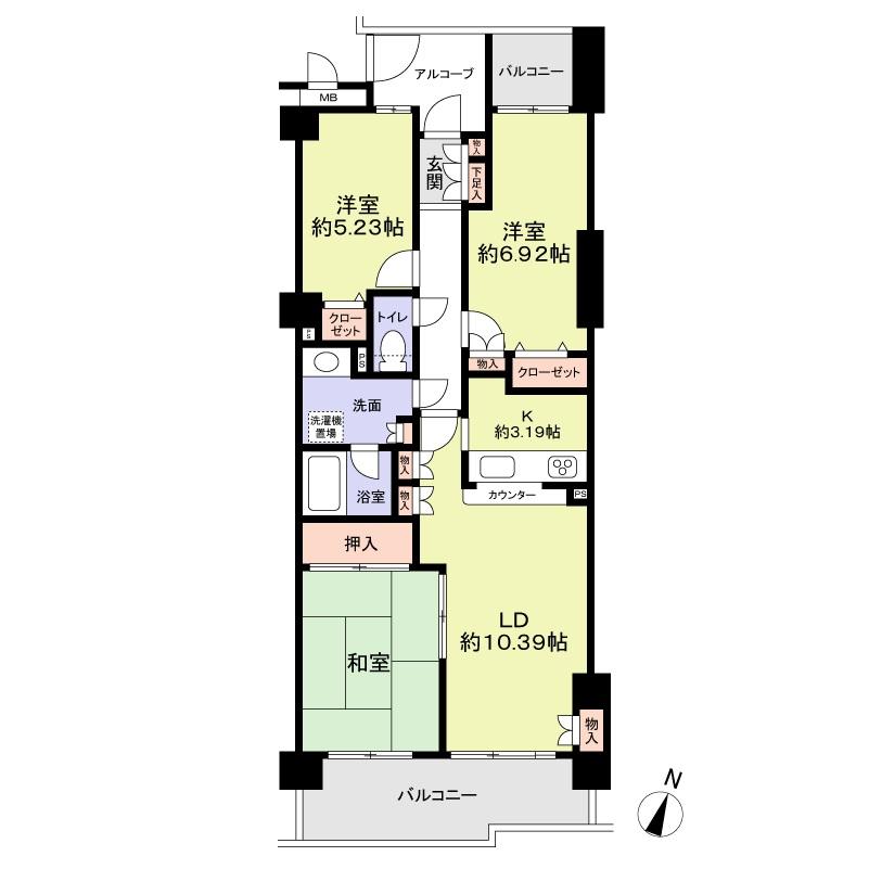 Floor plan. 3LDK, Price 16.8 million yen, Footprint 72.7 sq m , Balcony area 12.6 sq m 3LDK
