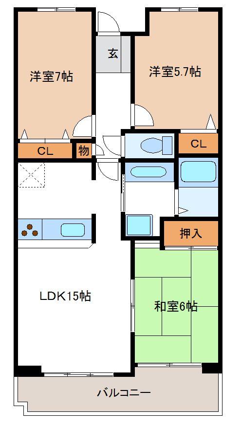 Floor plan. 3LDK, Price 12 million yen, Occupied area 72.28 sq m , Balcony area 10.26 sq m