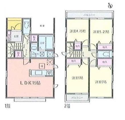 Floor plan. 36,800,000 yen, 4LDK, Land area 104.58 sq m , Building area 98.14 sq m