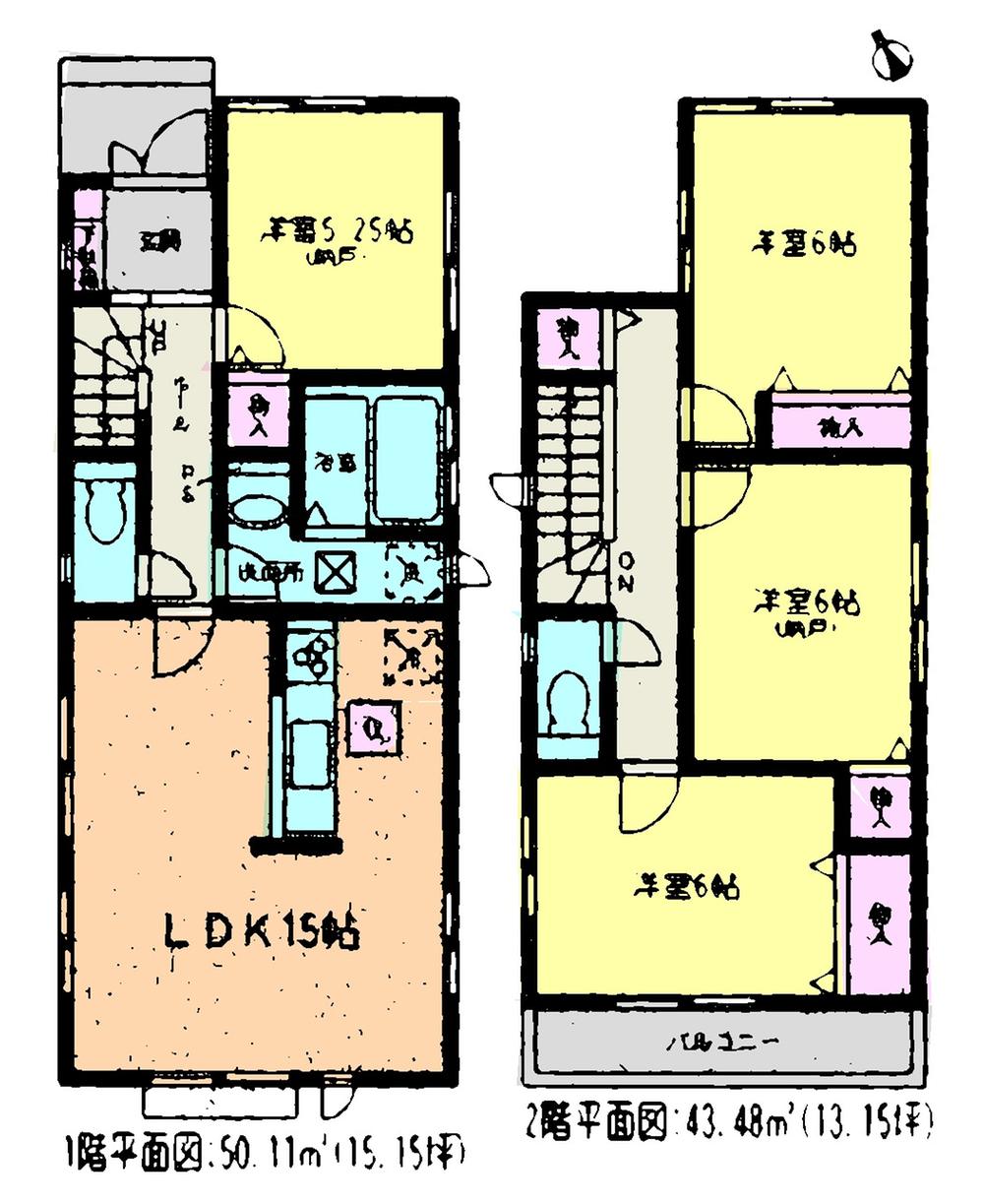 Floor plan. (Building 2), Price 31,800,000 yen, 4LDK, Land area 121.2 sq m , Building area 93.59 sq m