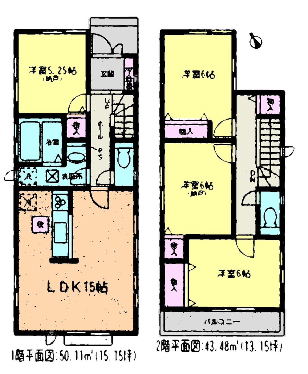 Floor plan. (3 Building), Price 32,800,000 yen, 4LDK, Land area 124.36 sq m , Building area 93.59 sq m