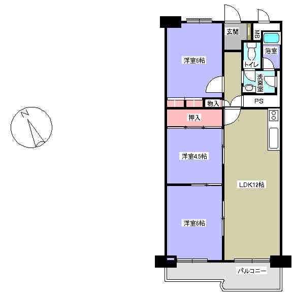 Floor plan. 3LDK, Price 13.8 million yen, Occupied area 67.13 sq m , Balcony area 7.81 sq m