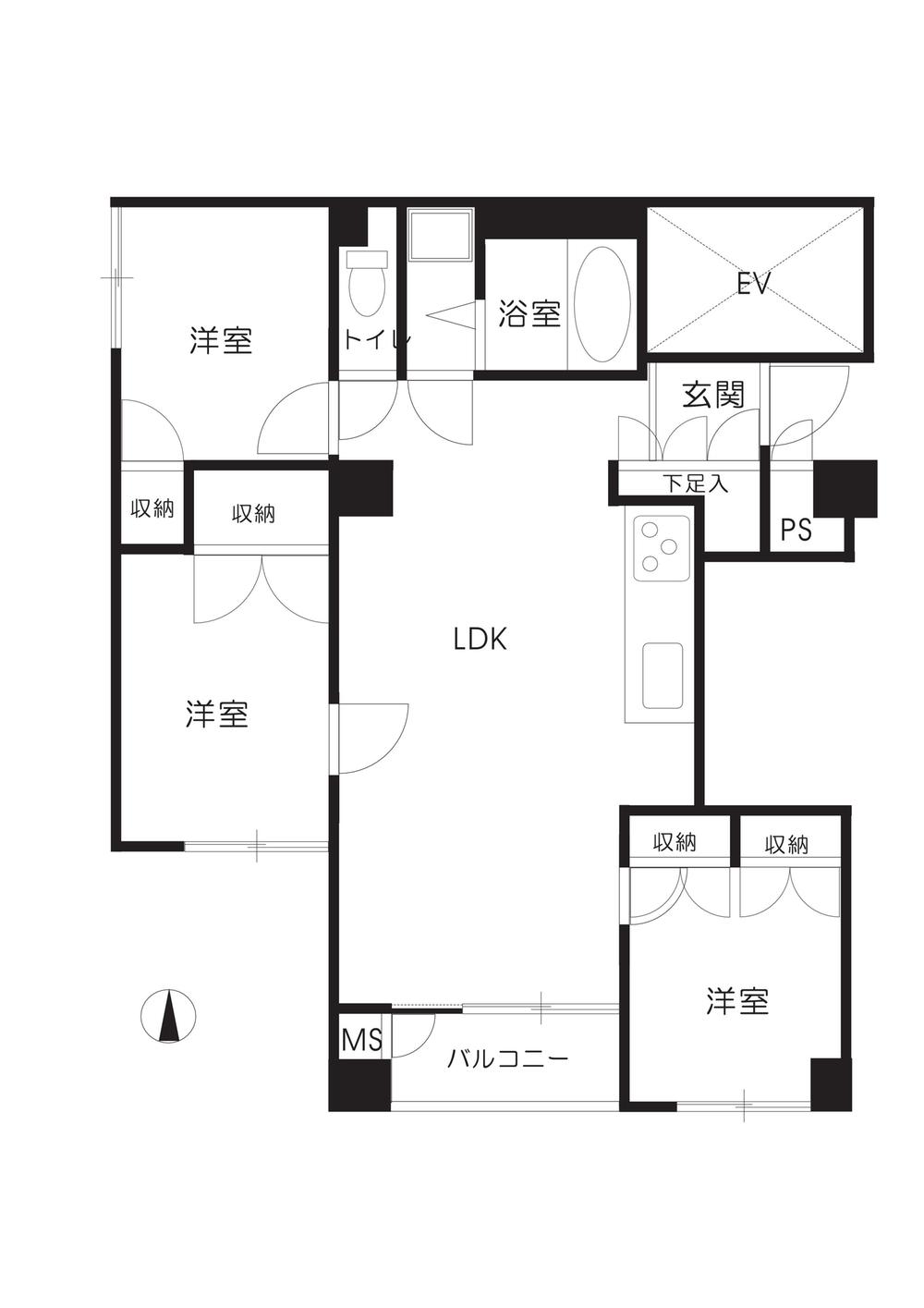 Floor plan. 3LDK, Price 16,900,000 yen, Occupied area 72.43 sq m , Balcony area 4.17 sq m