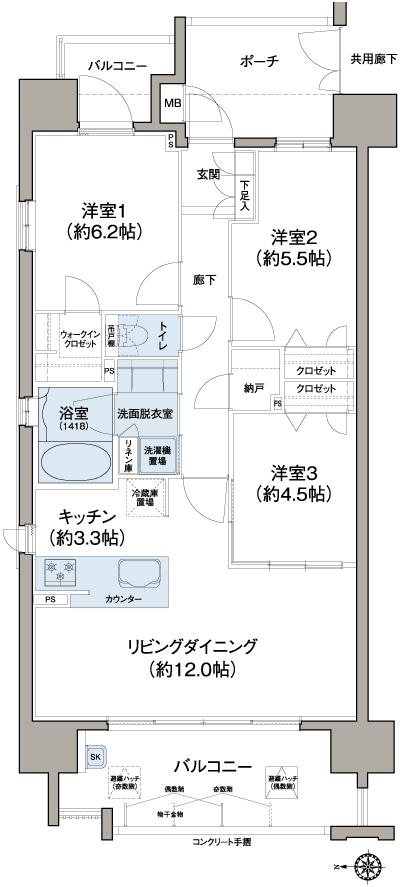 Floor: 3LDK, occupied area: 70.72 sq m, Price: 27,680,000 yen ~ 32,280,000 yen