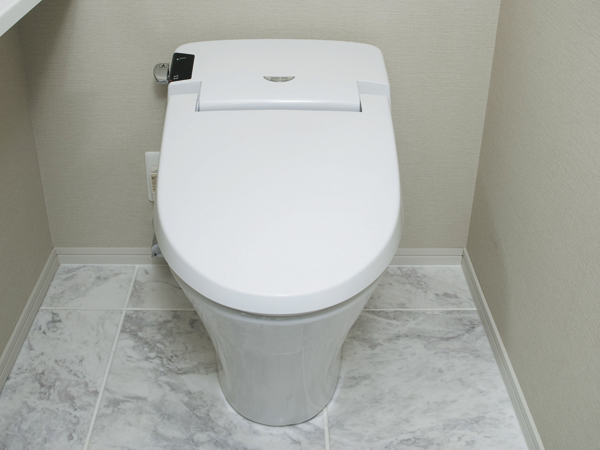 Toilet.  [Tankless toilet] Toilet, Adopted without a tank type. Since the toilet rear is space saving, Achieve a more uncluttered space. Use hot water shower comfortable, Advanced with features that also performs automatic cleaning of the toilet in the non-touch by the seat sensor. Adopting the cleaning water consumption is less tankless toilet. Water-saving is made to the reduction of CO2 emissions, Friendly specifications also an environmental perspective in economic / Same specifications
