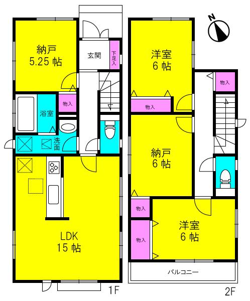 Floor plan. 32,800,000 yen, 4LDK, Land area 124.36 sq m , Building area 93.59 sq m