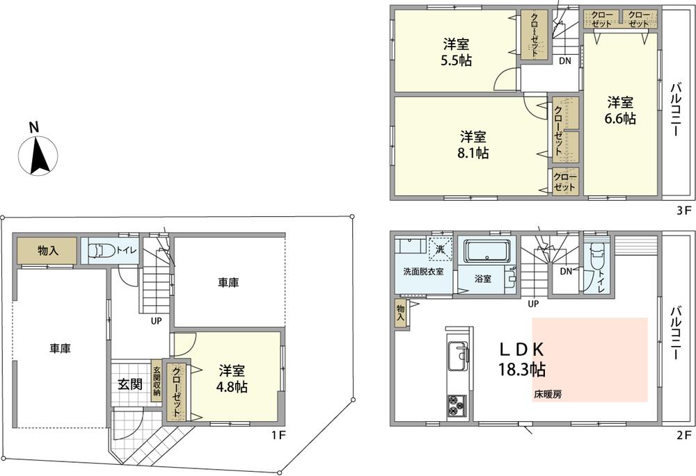 Floor plan. 40,800,000 yen, 4LDK, Land area 70.65 sq m , Building area 128.45 sq m