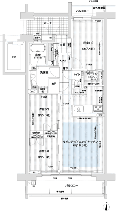 Floor: 3LDK + WIC, the occupied area: 77.27 sq m, Price: 44,600,000 yen ~ 49,600,000 yen