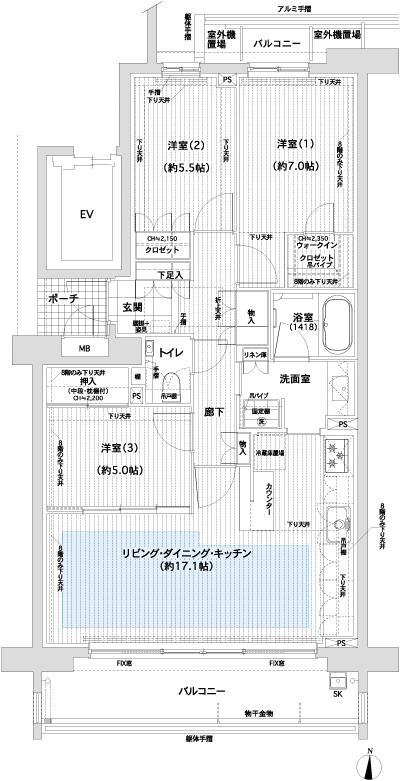Floor: 3LDK + WIC, the occupied area: 80.57 sq m, Price: 49,500,000 yen ・ 51,200,000 yen