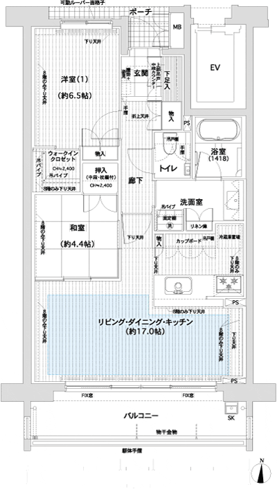 Floor: 2LDK + WIC, the occupied area: 66.76 sq m, Price: 36.5 million yen