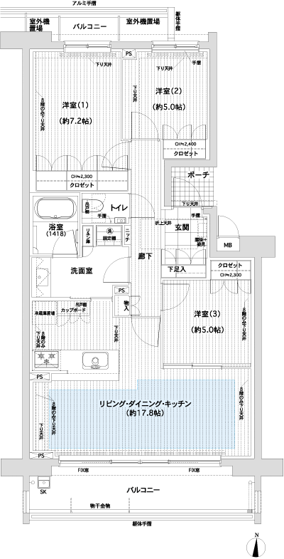 Floor: 3LDK, occupied area: 81.33 sq m, Price: 52.5 million yen