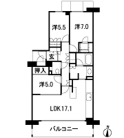 Floor: 3LDK + WIC, the occupied area: 80.57 sq m, Price: 49,500,000 yen ・ 51,200,000 yen