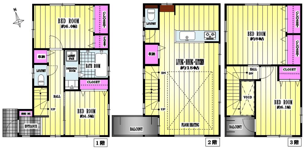 Floor plan. (B Building), Price 39,800,000 yen, 4LDK, Land area 94.28 sq m , Building area 104.13 sq m