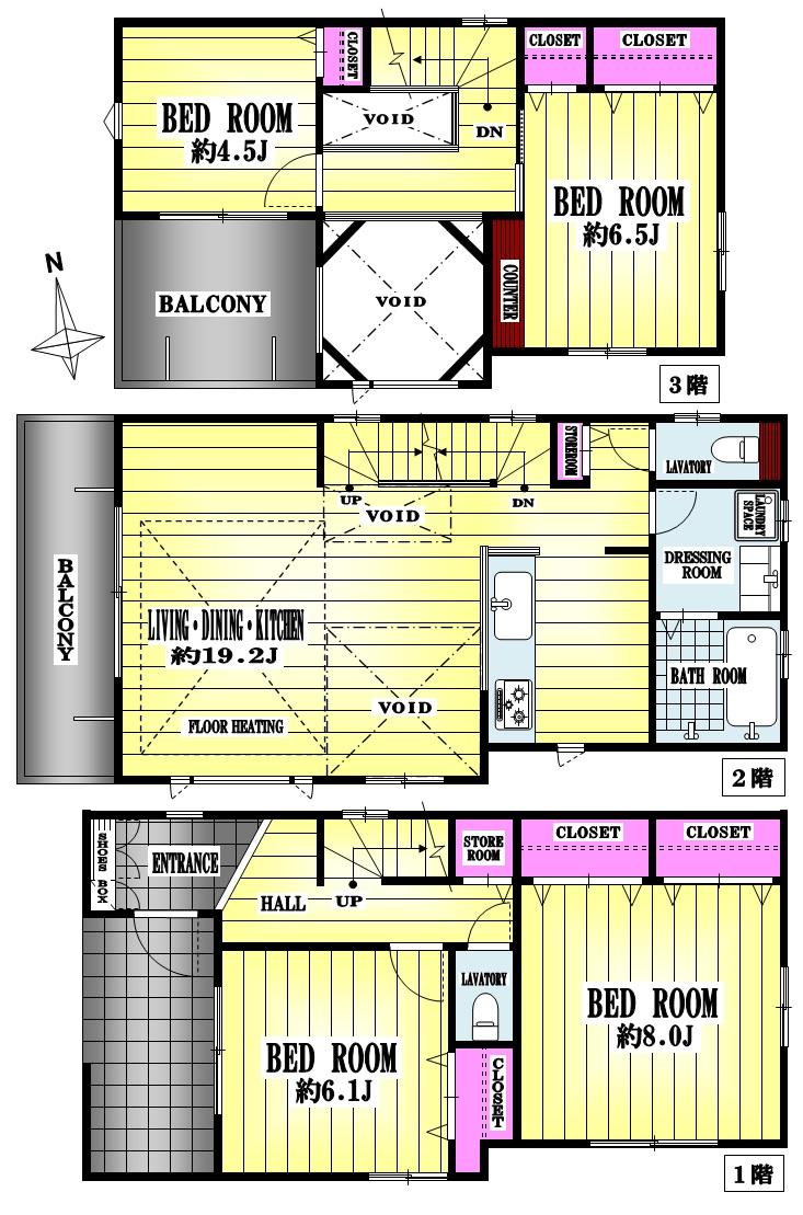 Floor plan. (A Building), Price 45,800,000 yen, 4LDK, Land area 100.88 sq m , Building area 111.98 sq m