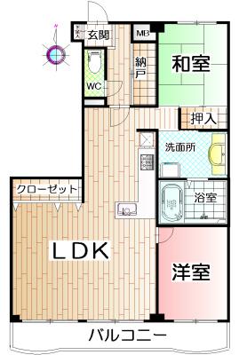 Floor plan. 2LDK, Price 15.8 million yen, Occupied area 82.43 sq m