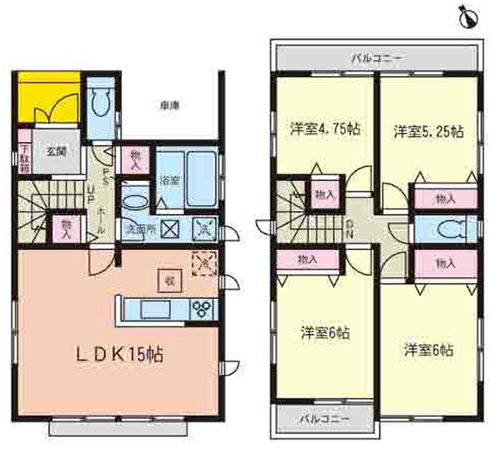 Floor plan. (1 Building), Price 36,800,000 yen, 4LDK, Land area 104.58 sq m , Building area 98.14 sq m