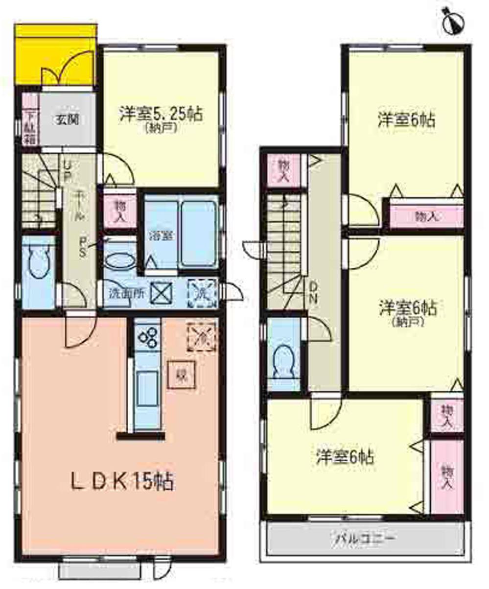 Floor plan. (Building 2), Price 31,800,000 yen, 4LDK, Land area 122.2 sq m , Building area 93.59 sq m