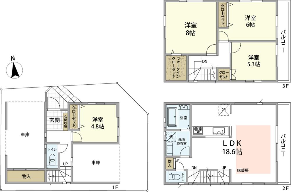 Floor plan. (C Building), Price 37,800,000 yen, 4LDK, Land area 70.64 sq m , Building area 128.45 sq m