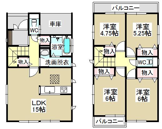 Floor plan. (1 Building), Price 36,800,000 yen, 4LDK, Land area 104.58 sq m , Building area 98.14 sq m