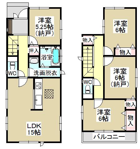Floor plan. (Building 2), Price 31,800,000 yen, 4LDK, Land area 121.2 sq m , Building area 93.59 sq m