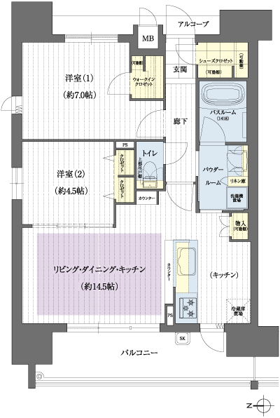 Floor: 2LDK, occupied area: 60.07 sq m, Price: 29.4 million yen ・ 32,500,000 yen