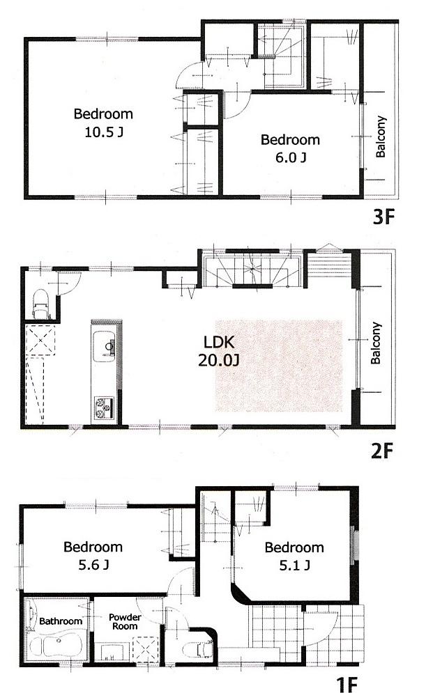 Floor plan. (A Building), Price 47,800,000 yen, 4LDK, Land area 86.07 sq m , Building area 111.78 sq m