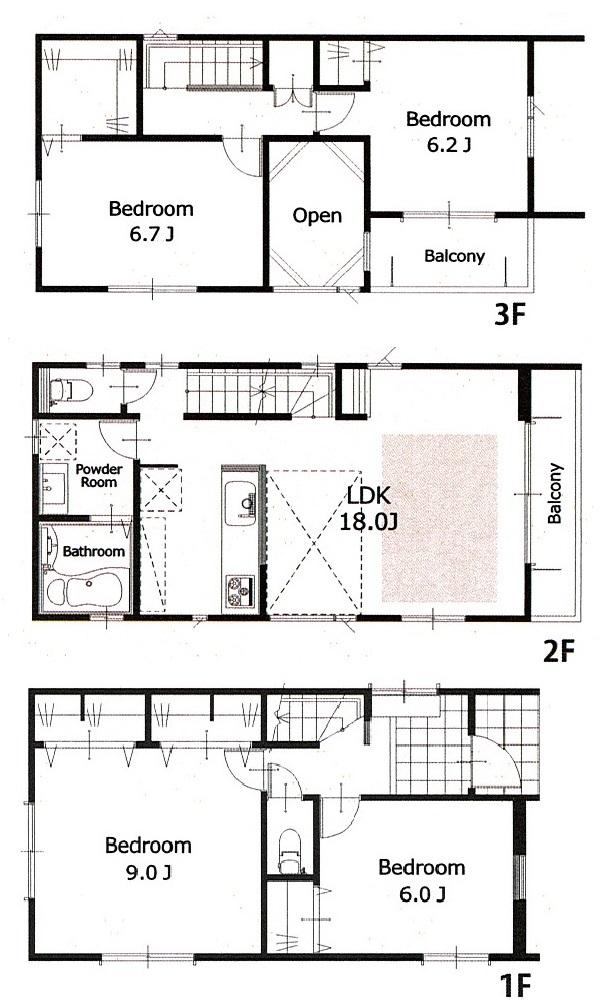 Floor plan. (B Building), Price 46,800,000 yen, 4LDK, Land area 85.94 sq m , Building area 112.1 sq m