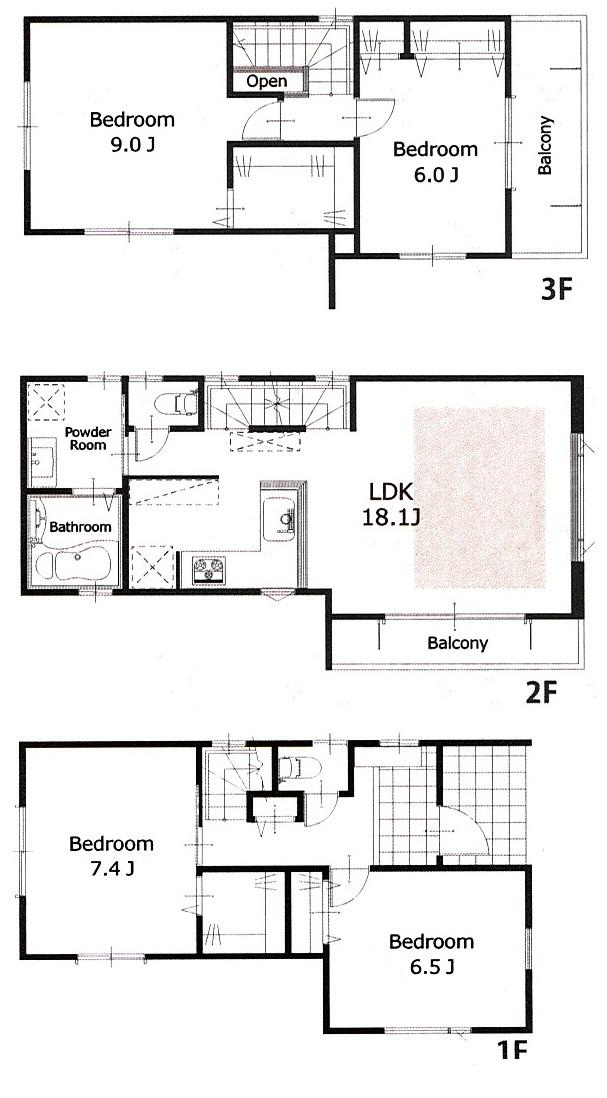 Floor plan. (C Building), Price 47,800,000 yen, 4LDK, Land area 87.15 sq m , Building area 114.99 sq m