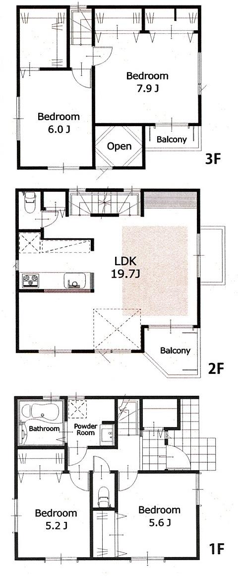 Floor plan. (D Building), Price 41,800,000 yen, 4LDK, Land area 87.6 sq m , Building area 109.04 sq m