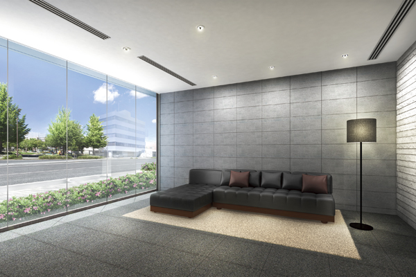 Shared facilities.  [Public Lounge] In front of the cloth pond park of eyes can look in the glass wall over, Wrapped in bright sunlight "public lounge". Chic interior is nestled, As a space for entertaining guests, You gift a pleasant relaxation time (Rendering)