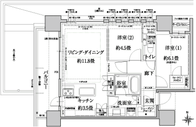 Floor: 2LDK, occupied area: 60.94 sq m, Price: 32,100,000 yen ~ 37,200,000 yen