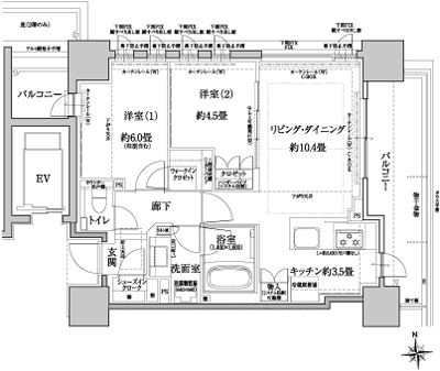 Floor: 2LDK, occupied area: 56.81 sq m, Price: 31.8 million yen