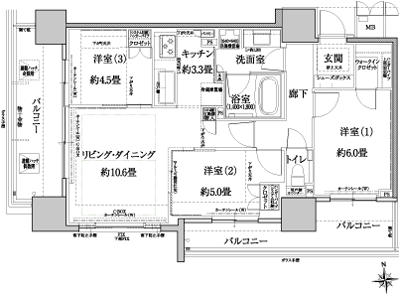 Floor: 3LDK, occupied area: 68.02 sq m, Price: 38,500,000 yen ~ 42,400,000 yen