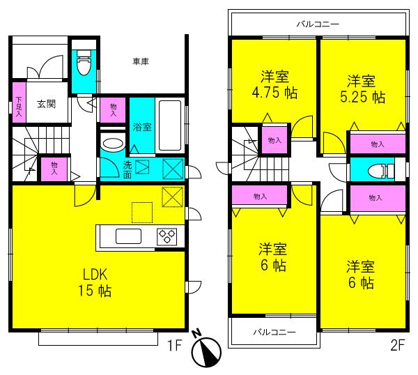 Floor plan. 36,800,000 yen, 4LDK, Land area 104.58 sq m , Building area 98.14 sq m